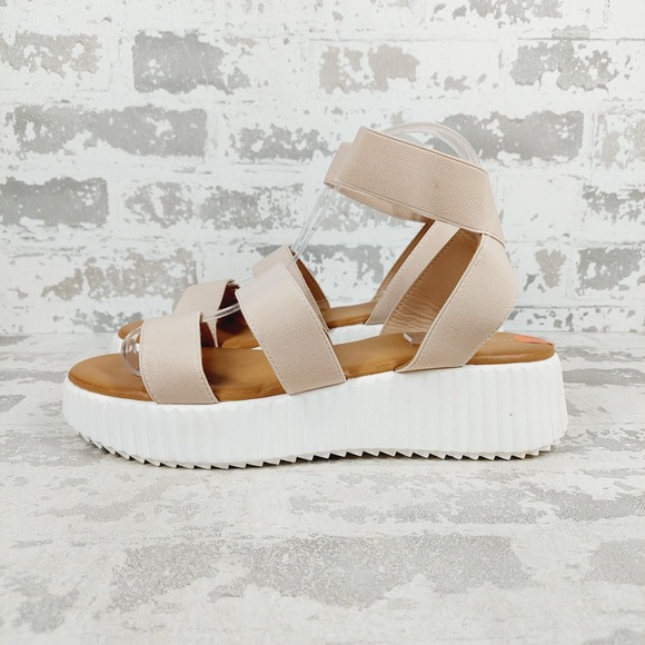 Madden Girl Shoes - NEW Madden Girl Beige Platform Strappy Elastic Sandals V250
